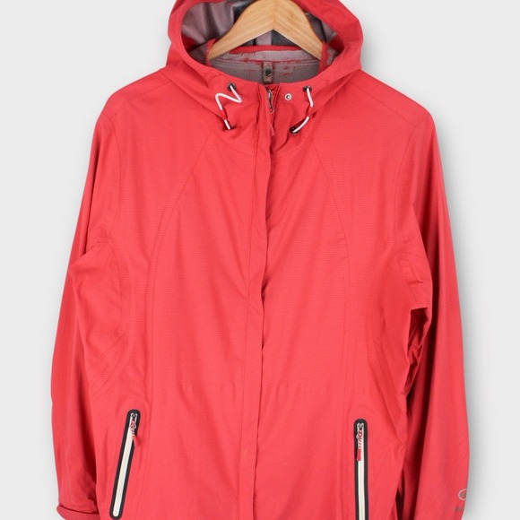 Eddie Bauer WeatherEdge Hooded Jacket Womens XL Red Waterproof Rain Shell - Picture 2 of 5